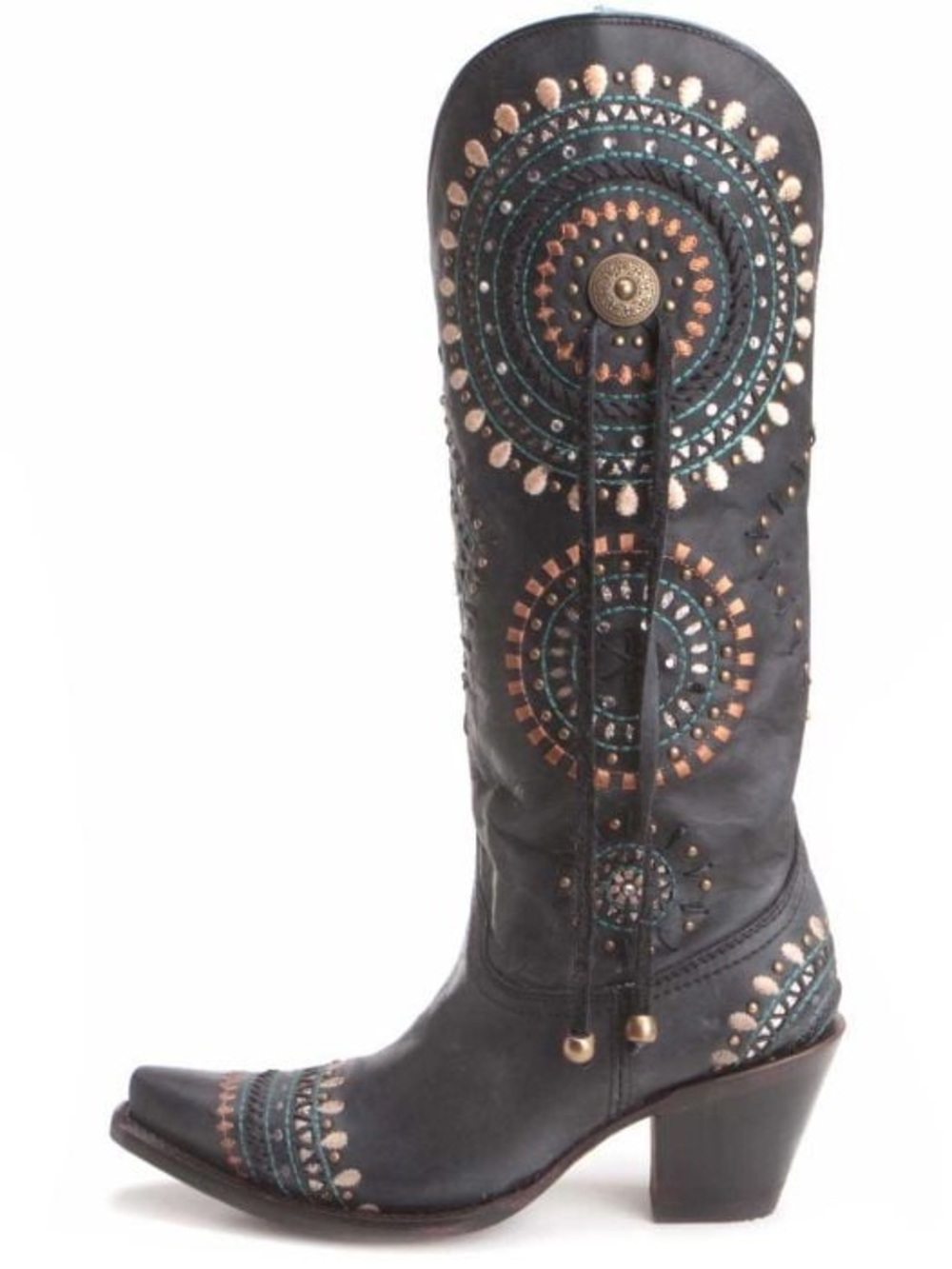 Corral Black Embroidered Western Heeled Boots with Metallic Accents